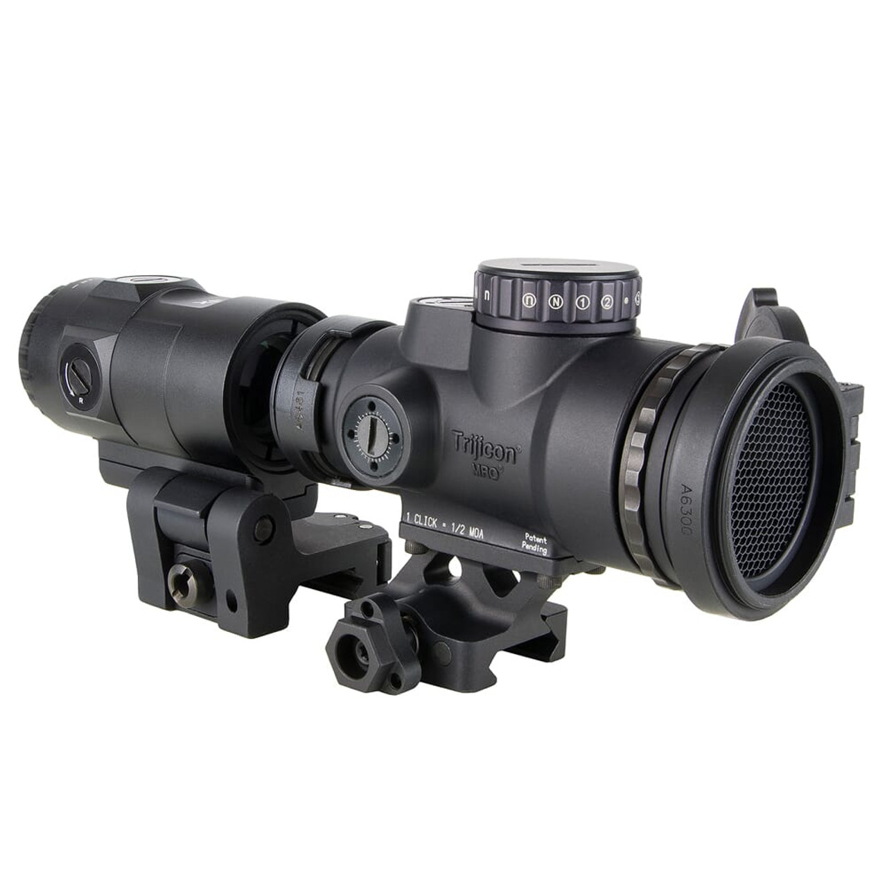 Trijicon 1x25 MRO HD Patrol Combo Set; 68 MOA Reticle w/ 2.0 MOA Dot; Full Co-Witness Q-LOC Mount (AC32070) and 3x Magnifier w/ Quick Release Flip-to-