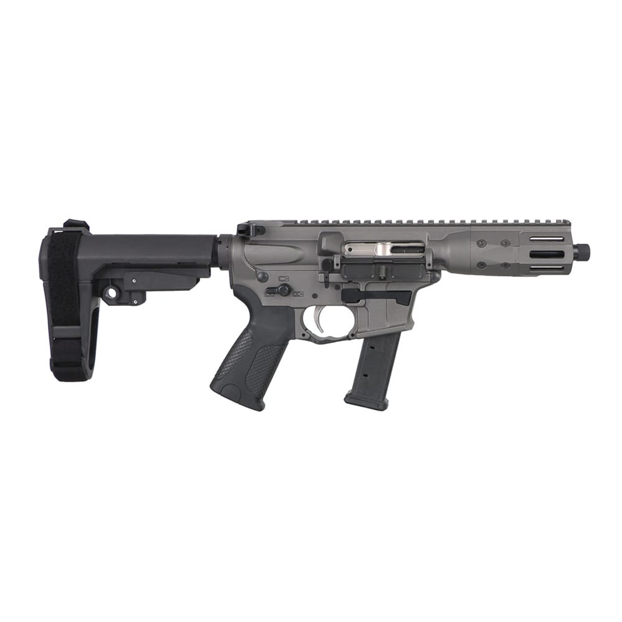 LWRC IC-9 9mm 5.6" 1/10 1/2x28 Tungsten Grey Pistol w/SBA3 Brace ICP9B5KSBA3