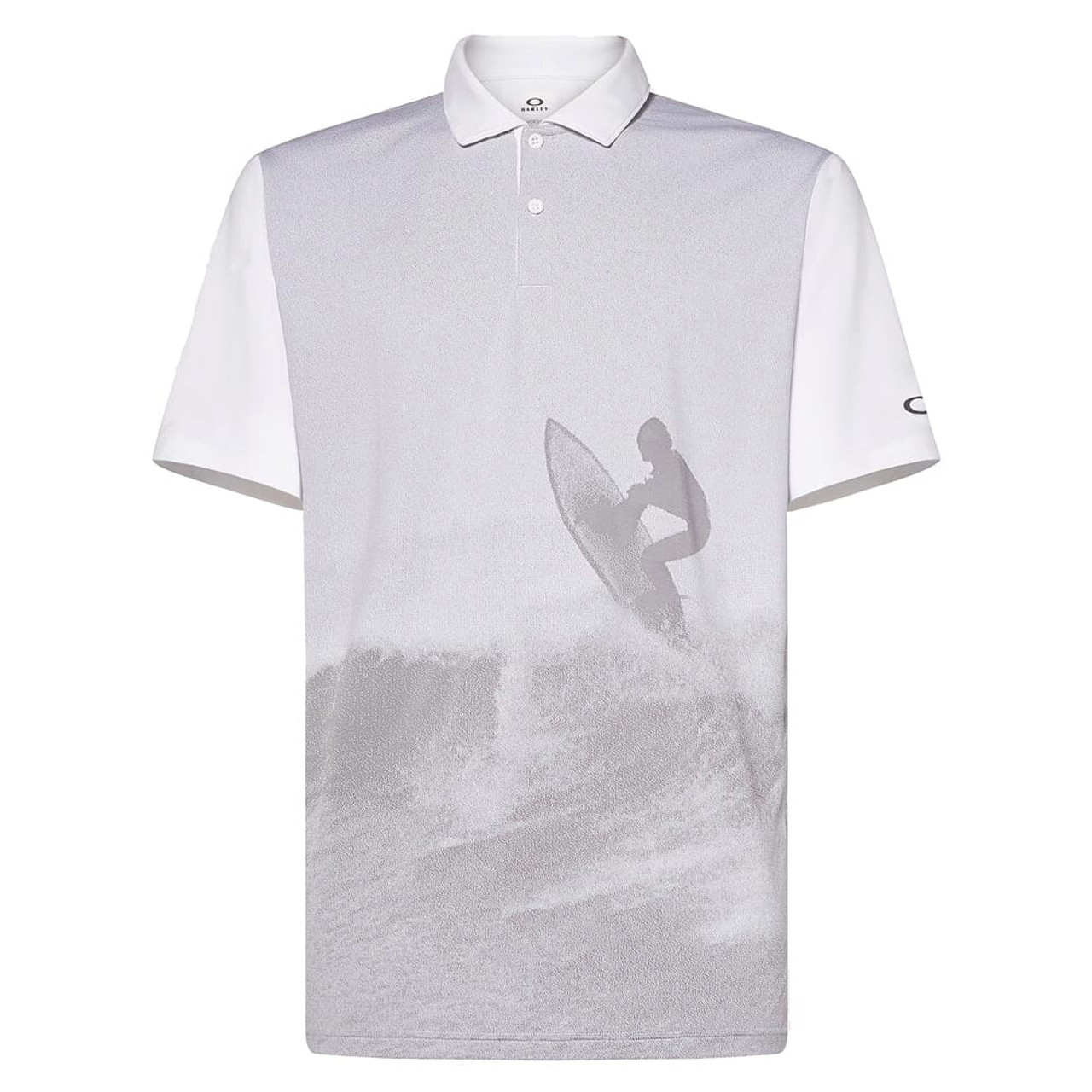 Oakley Jacquard Print White Polo Shirt Large FOA404873-100-L