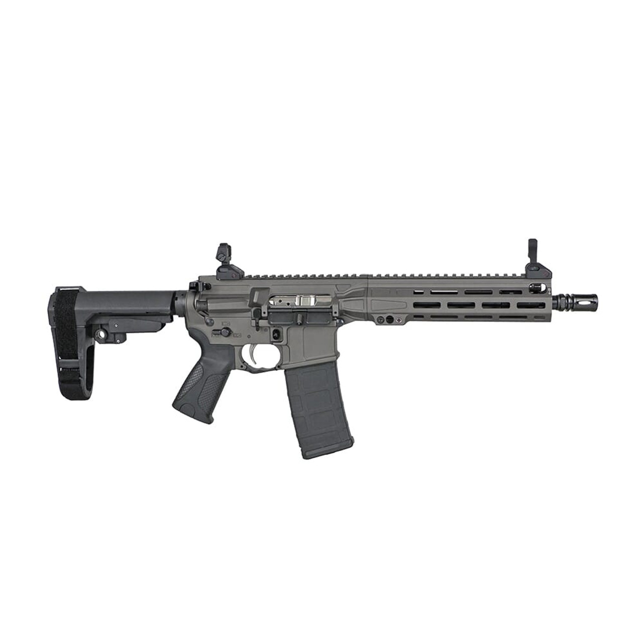 LWRC ICMKII 5.56mm 10" 1/10 1/2x28 OD Patriot Tungsten Grey Pistol w/SBA3 Brace ICMKIIP5TG10SBA3