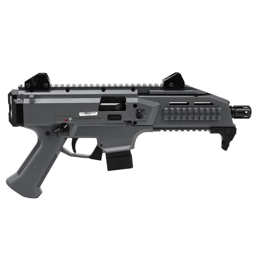 CZ-USA Scorpion EVO 3 S1 9mm 10rd 7.72" 1/2x28 Battleship Grey Pistol w/ Alum Adj Sights, Top/Bottom Rail, Ambi Manual Safety 01356