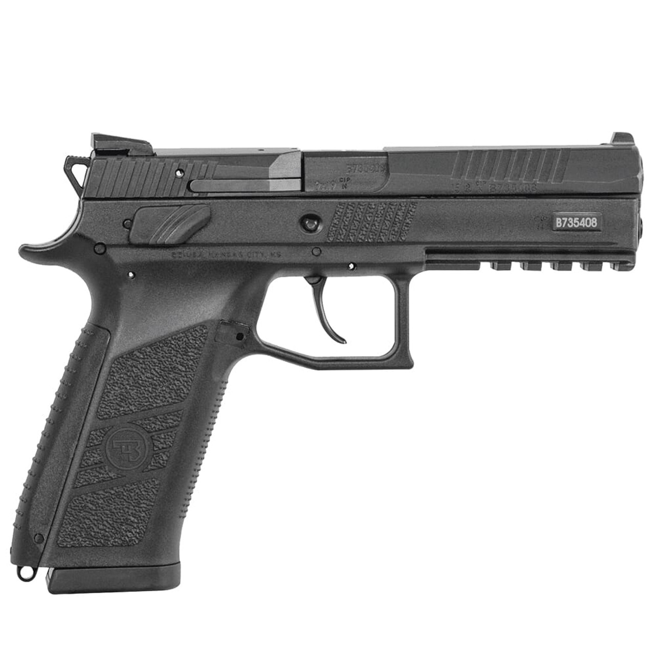 CZ-USA P-09 9mm 10rd Blk Handgun w/Polymer Frame, Nitride Slide, Fixed Sights, Swappable Safety/Decocker, 3 Back Straps 01620