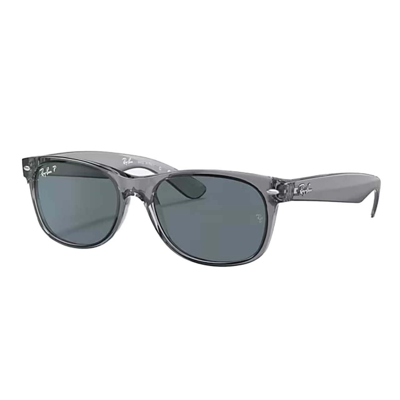 Ray-Ban New Wayfarer Transparent Grey Dark Blue Polar 0RB2132-64503R55