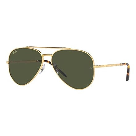 Ray-Ban New Aviator Polished Legend Gold Sunglasses w/G-15 Green