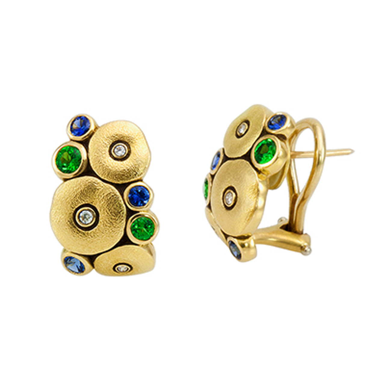 Alex Sepkus 18K Diamond Tsavorite Sapphire Orchard Earrings E-100