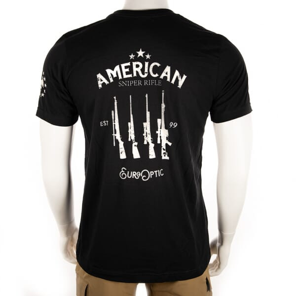 EuroOptic Brand T-Shirt American Sniper Rifles Black SS 2X-Large EO-TEE-3001C-BLK-ASRT-2XL
