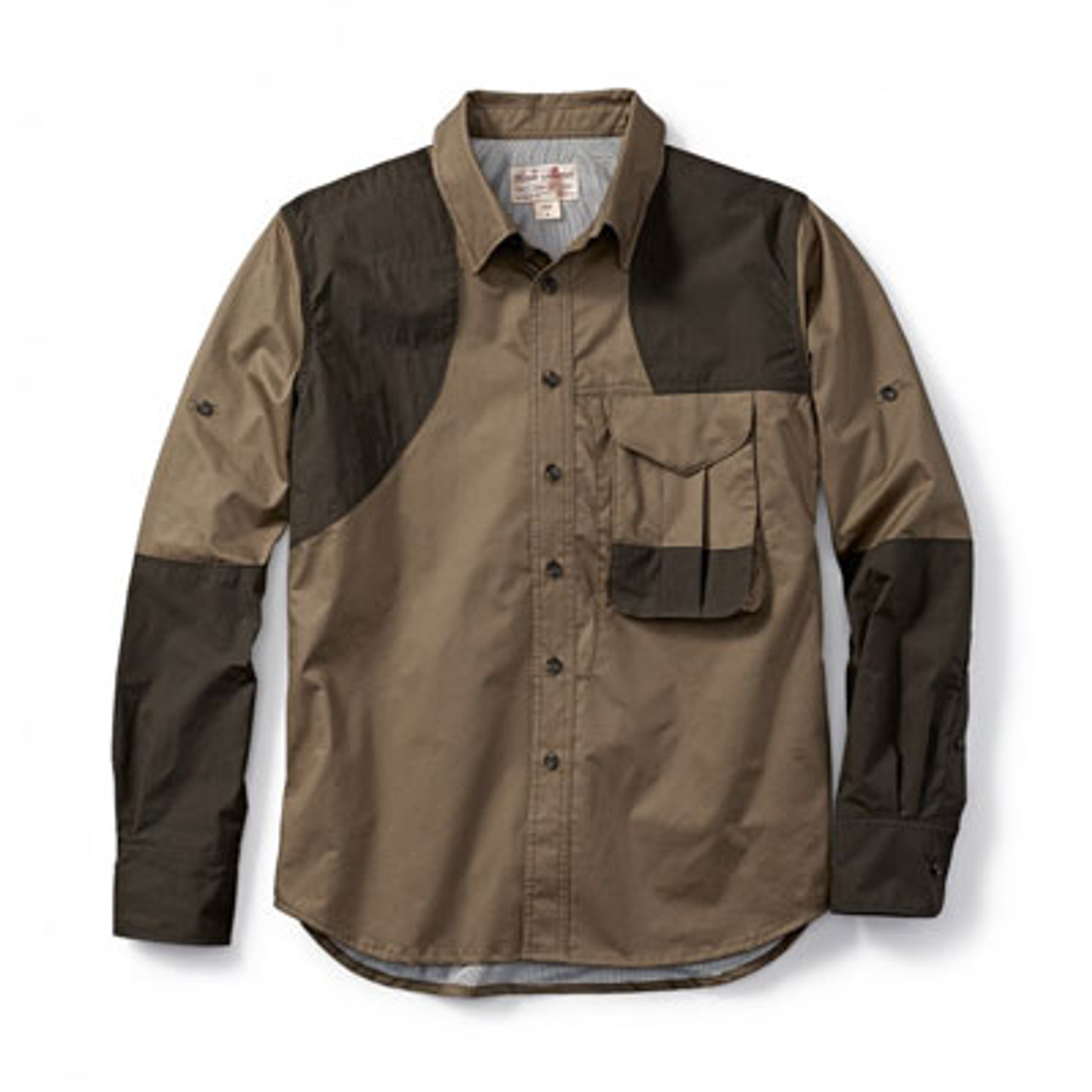 Filson Front Loading Shooting Shirt RH Tan w/ Olive LG 10525