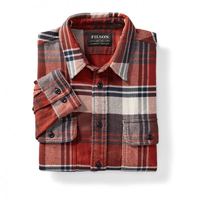 Filson Vintage Flannel Work Shirt RdCreamBlu M FCO-015221 FIL-10689-RdCreamBlu-M
