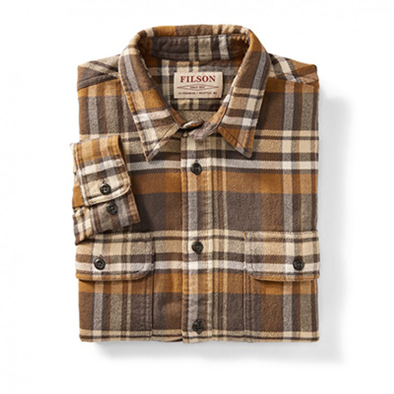 Filson Vintage Flannel Work Shirt TanGoldCrm L FCO-014857 FIL-10689-TanGoldCrm-L