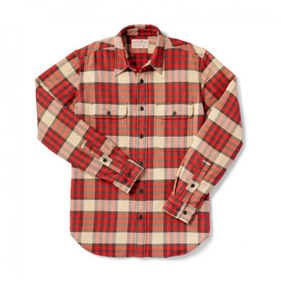 Filson Vintage Flannel Work Shirt Red Tartan 2XL 10689