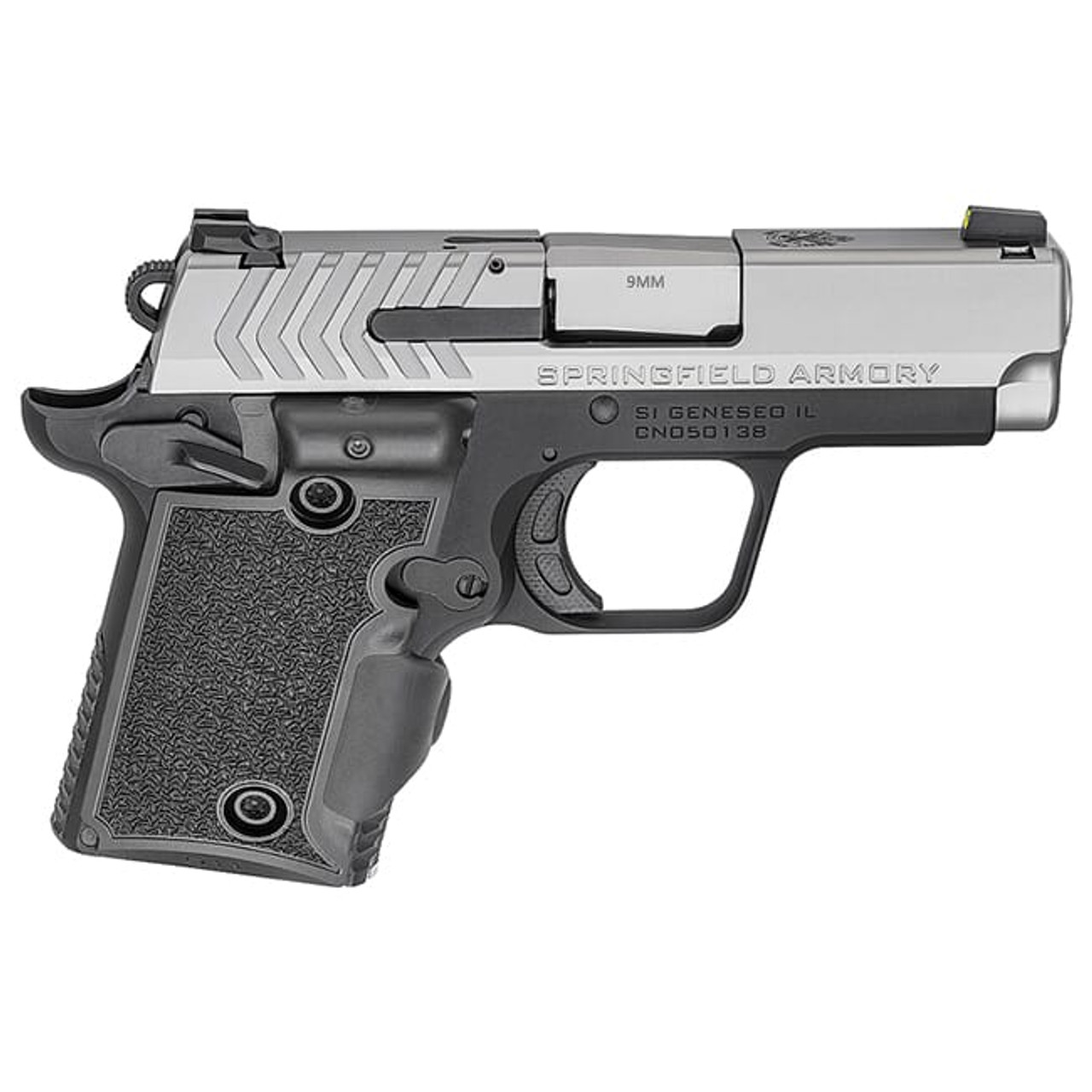 Springfield Armory 911 9mm 3" Stainless, Green Viridian Grip Laser Pistol (w/ 2 Magazines) PG9119SVG