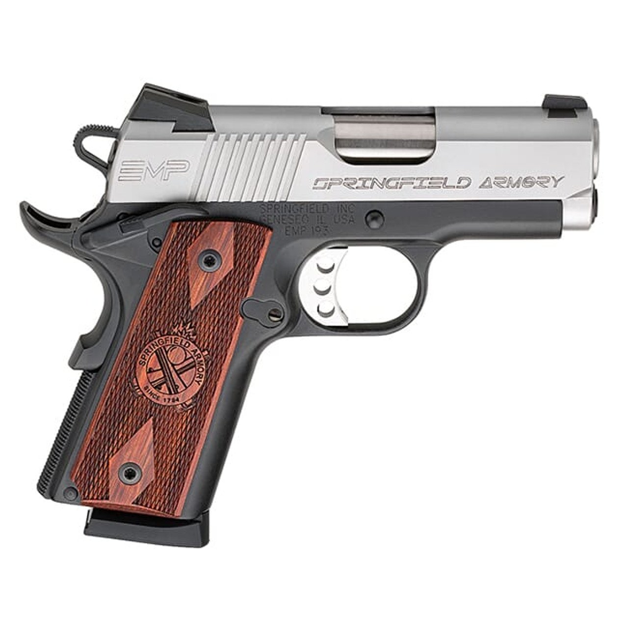 Springfield Armory 1911 A1 EMP 9mm Compact Lw Bitone (W/ 3 Magazines And Cocobolo Grips) Pistol PI9209L