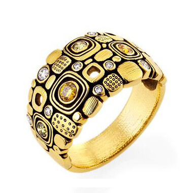 Alex Sepkus 18K and Diamond "Little Windows" Dome Ring R-101