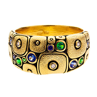 Alex Sepkus 18K Sapphire and Diamond "Blocks" Ring R-135S