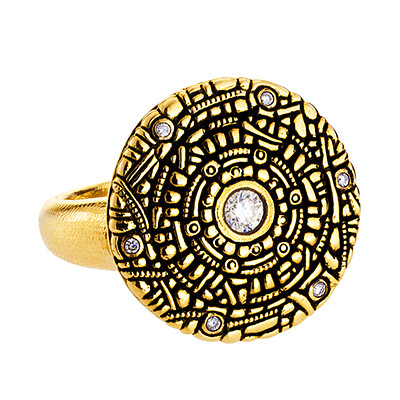 Alex Sepkus 18K and Diamond "Shield" Ring R-4
