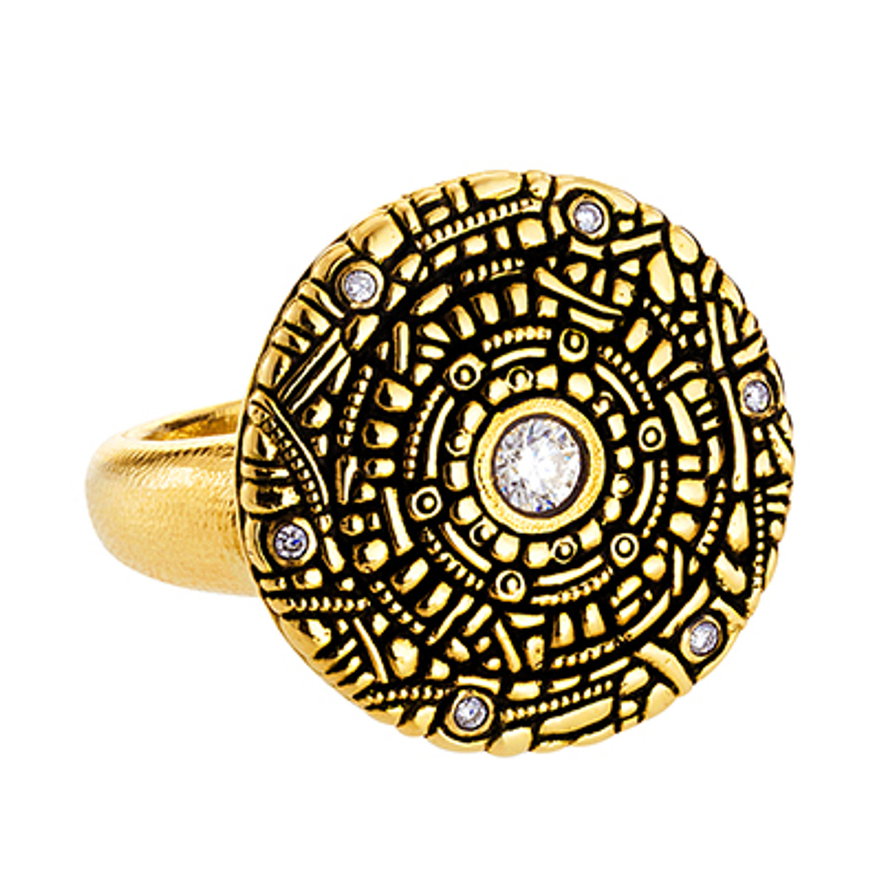 Alex Sepkus 18K and Diamond "Shield" Ring R-4