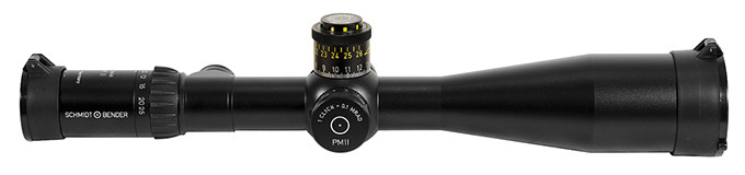 Schmidt Bender PMII 5-25x56 L/P DT Gen 2XR FFP MRAD CW. Capped Windage. Light ring marks. UA1454