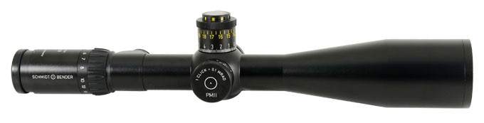 Schmidt Bender PM II 5-25x56 L/P DT P4Fine FFP MRAD CW, Very faint ring marks, in box - UA1580