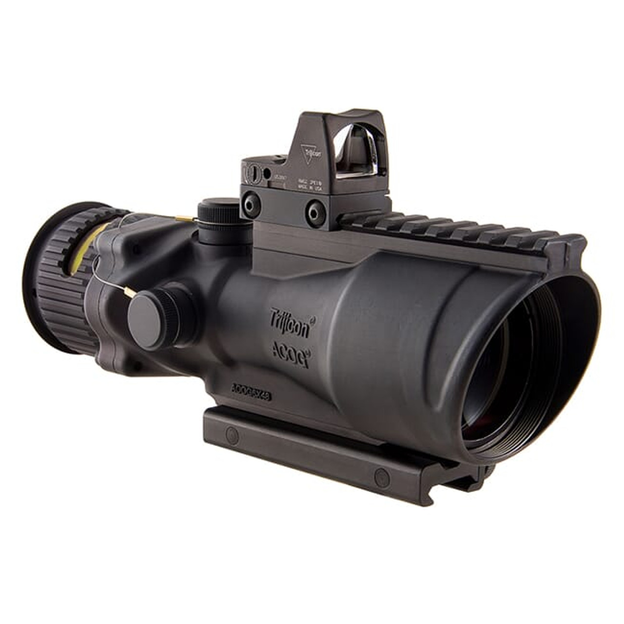 Trijicon 6x48 ACOG Dual Illum Amber Chevron .223 Reticle w/Colt Knob Mount - LED 6.5 MOA Red Dot RMR Type 2 TA648-D-100563