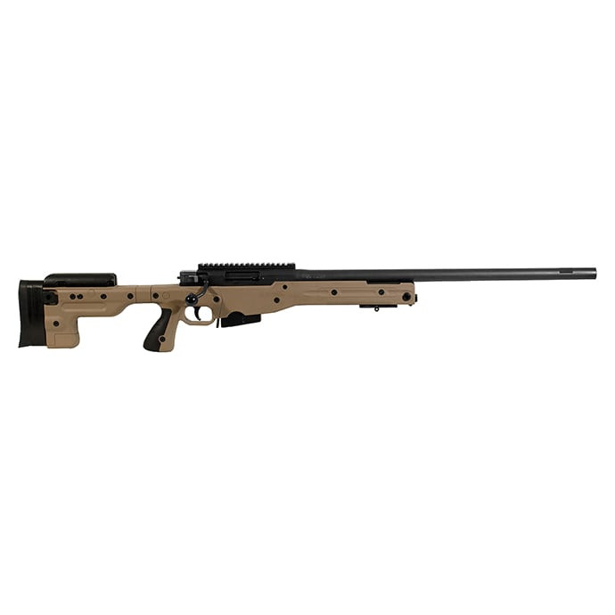 Accuracy International AT Rifle Fixed Pale Brown Stock 308 Win 24in non threaded bbl small firing pin. New with slight muzzle finnish defect. UA1380