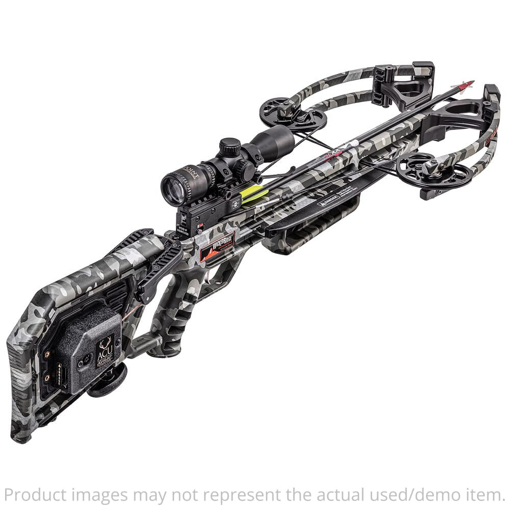 Wicked Ridge USED M-370 Crossbow w/ACUdraw, Multi-Line Scope, Peak Camo WR20003-9532 - SN#Q022139 Broken Sling, Missing Clamp on Scope UA2621