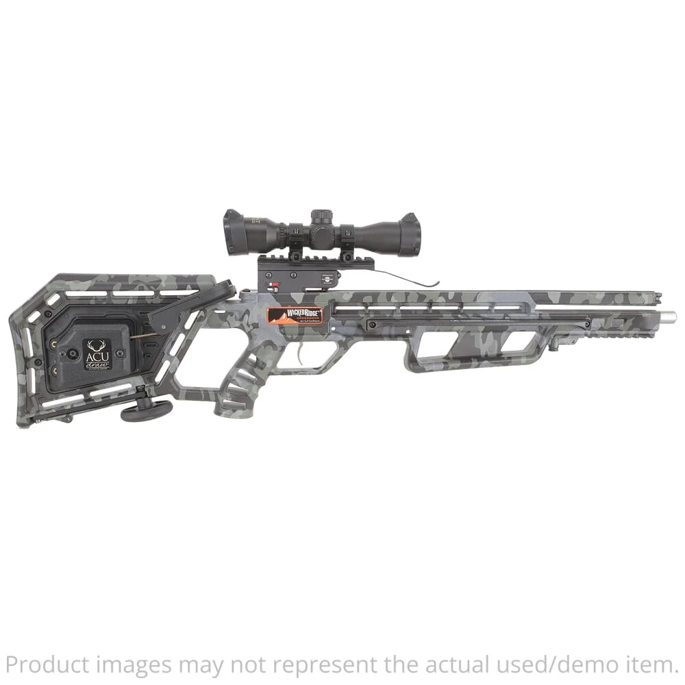 Wicked Ridge USED M-370 Peak Camo Crossbow w/ACUdraw and Multi-Line Scope WR20003-9532   Broken Accudraw Missing arrow, Crank UA2679