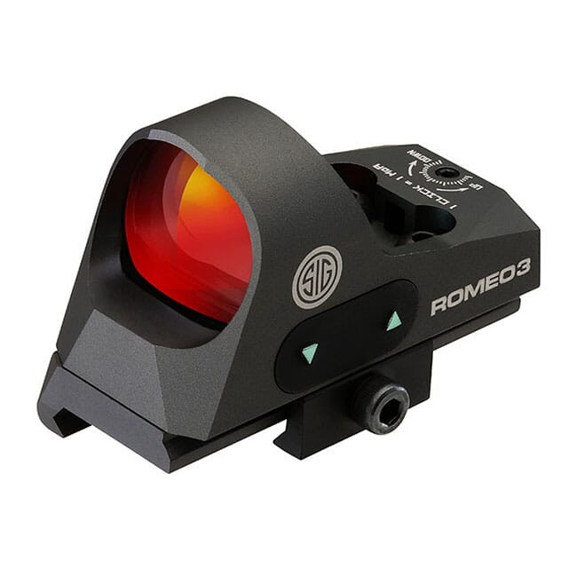 Sig Sauer USED Romeo 3 Reflex Sight, 1X25MM, 3 MOA Red Dot, 1.0 MOA  Adj, M1913 with Riser, Graphite. MPN SOR31002 Demo, Excellent Condition UA3048
