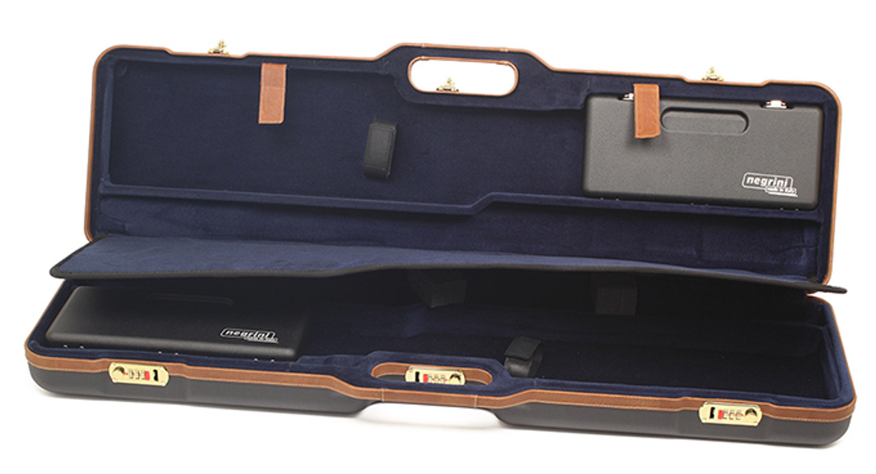 Negrini Two Gun Transformer - ABS Fits all shotguns O/U, SXS, Semi-auto or Pump. up to 36" Black with Blue interior. 1677LX-TRANS/5078