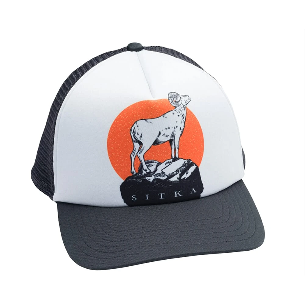 Sitka Gear Lyle Hebel Black Standing Ram Foam Trucker Hat 20127-BK-OSFA