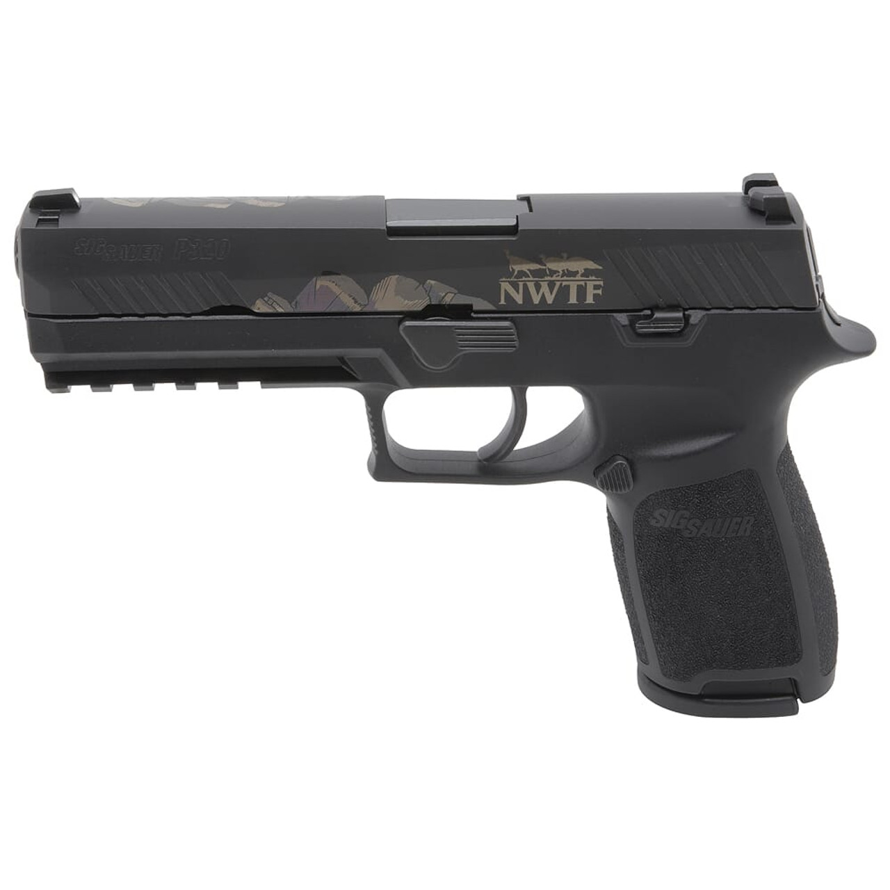 Sig Sauer P320 NWTF Engraved Edition 9mm 4.7" Nitron Black Contrast Sights Modular Polymer Grip (2) 17rd Magazines, Rail 320F-9-B-NWTF19