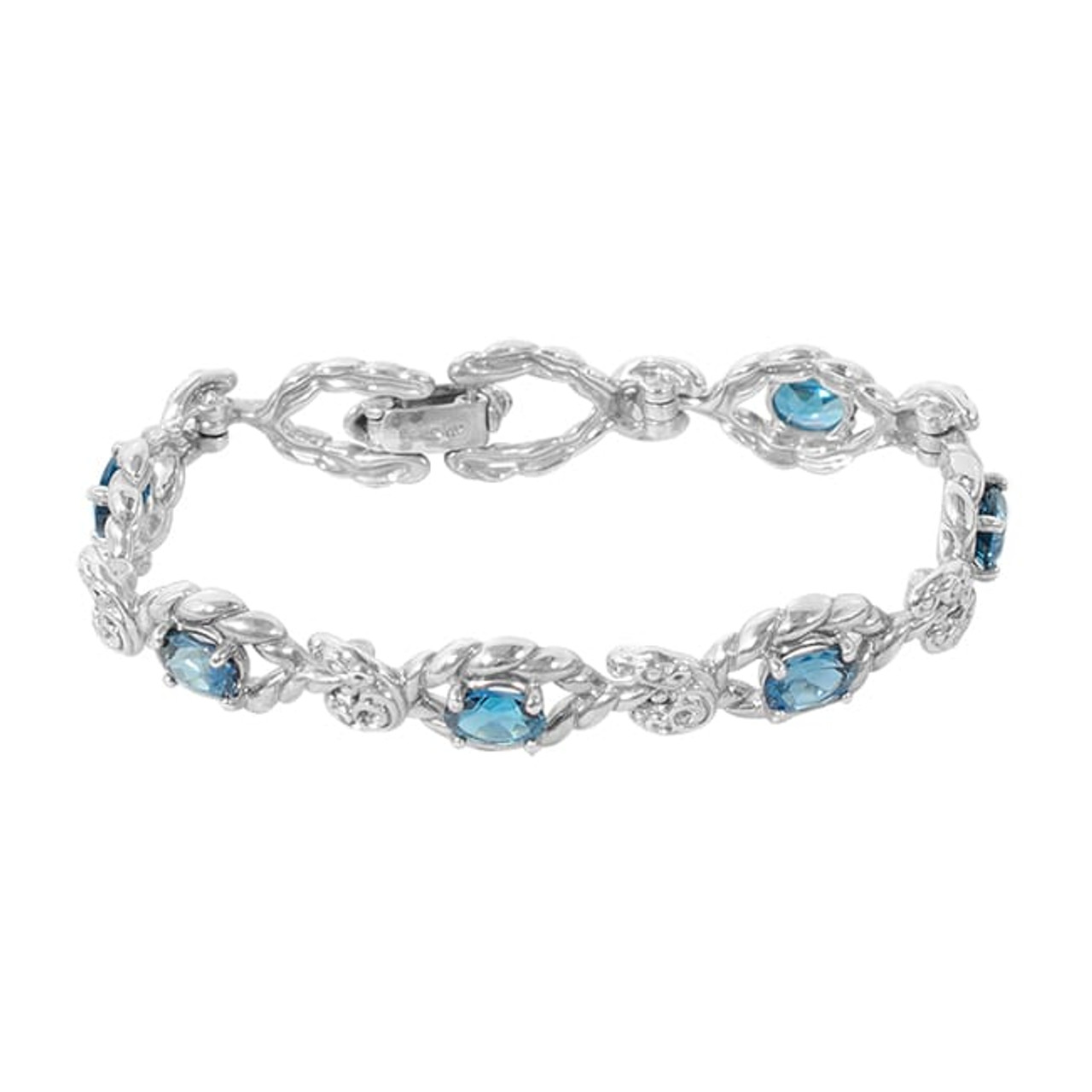 Carolyn Pollack Relios Radiant Faceted London Blue Topaz Link Bracelet 7.25