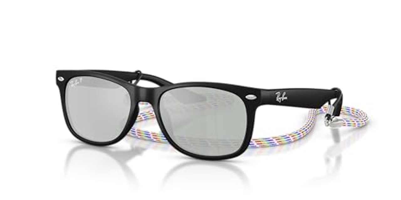 Ray-Ban Junior New Wayfarer Rubber Black Green Mirror Silver Polar 0RJ9052S-7028Y447