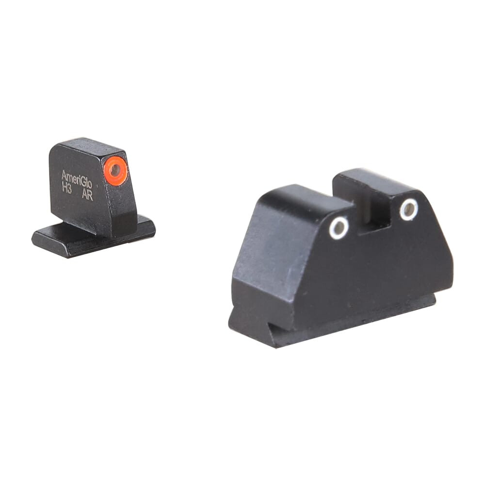 Ameriglo Optic Compatible Grn Trit w/Orange Outline .378"F , Grn Trit w/White Outline .492"R Sight Set for S&W M&P (2.0 Core Dovetail) SW-331