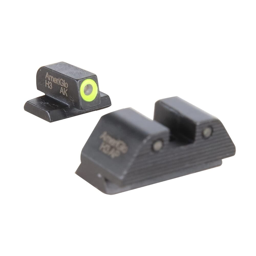 Ameriglo Trooper Grn Trit w/LumiGreen Outline F, Grn Trit w/Serrated Black Outline Sq Rear 3-Dot Night Sight for S&W M&P (old dovetail) SW-820