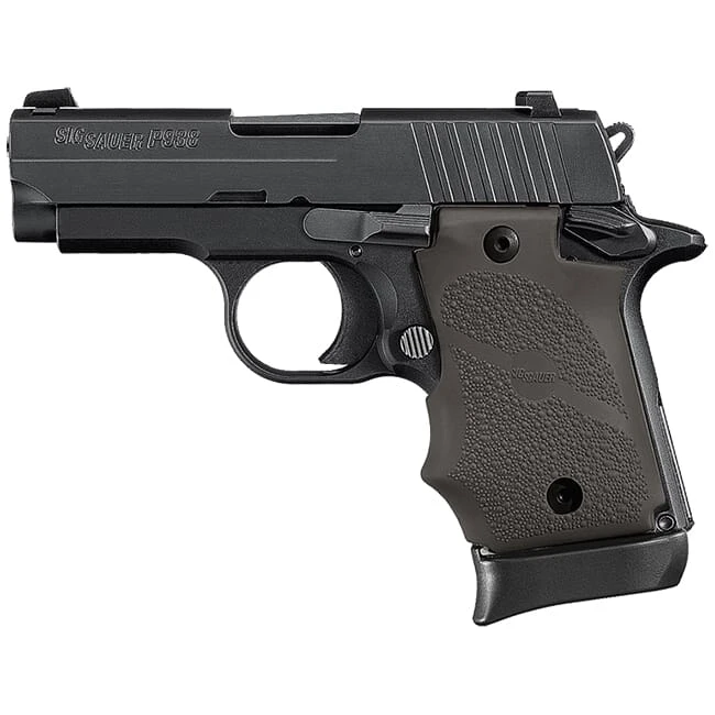 Sig Sauer P938 Ghost 9mm 3" Nitron and Black Rubber Grip Gray 7rd Mag Ambi Mico-Compact Handgun 938-9-B-GST-AMBI