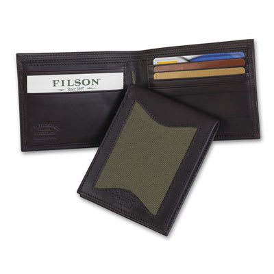 Filson Otter Green Leather/Twill Outfitter Wallet 65201