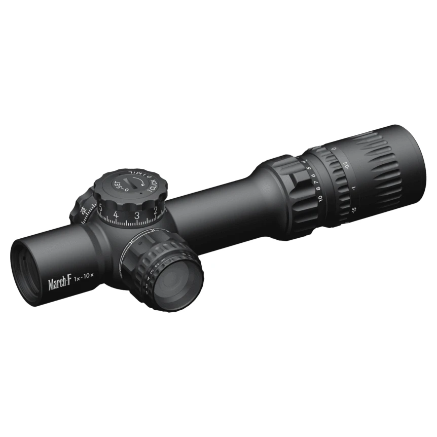 March Compact Tactical Shorty Gen II 1-10x24mm FFP DR-TR1FB Reticle 0.1MIL 6Level Illum Riflescope D10SV24FDIMLX-DR-TR1FB