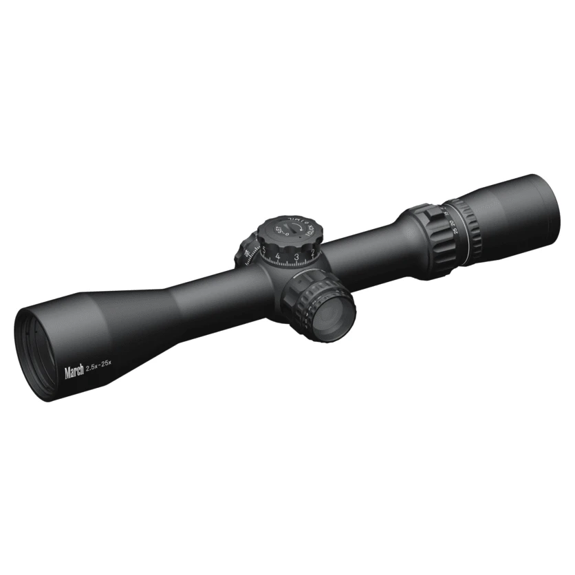 March Compact Tactical 2.5-25x42mm SFP FD-2 Reticle 0.1MIL 6Level Illum Riflescope D25V42TIML-FD-2