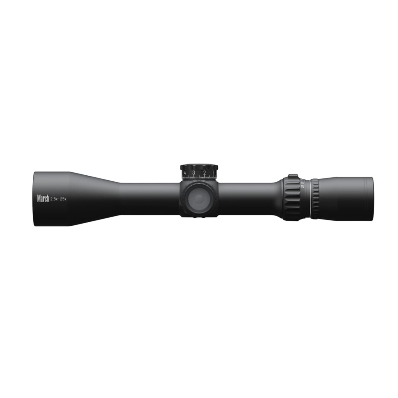 March Compact 2.5-25x52mm SFP MTR-RTM Reticle 1/4MOA 6Level Illum Riflescope D25V52I-MTR-RTM