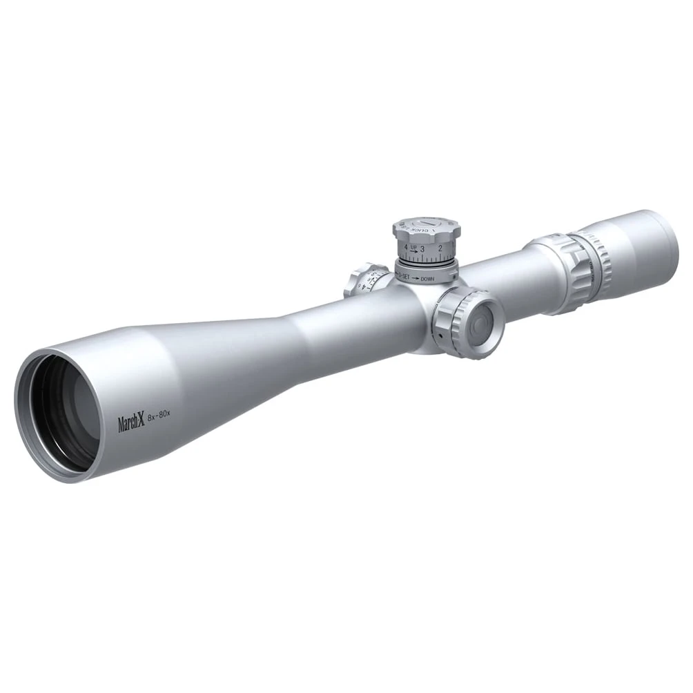 March X Tactical 8-80x56mm Silver SFP MTR-RTM Reticle 1/8MOA 4Level Illum Riflescope w/Middle Wheel D80V56STI-MTR-RTM