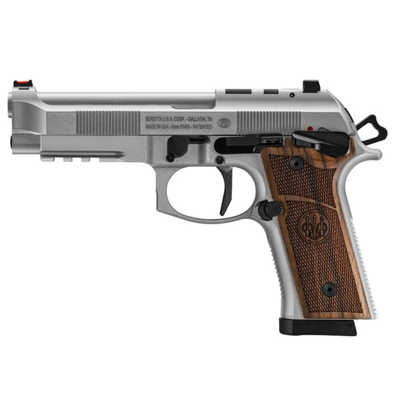 Beretta 92Xi SAO Full Size Launch Edition 9mm 4.7" Bbl Silver Pistol w/Walnut Grip J92XFMSA15M1