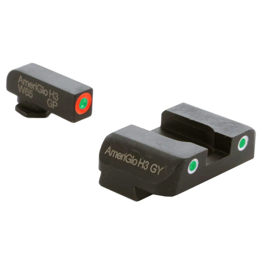 Ameriglo Spartan Grn Trit w/Org Outline Front, Grn Trit w/Wht Outline Rear 3-Dot Night Sight for Glock 20,21,29-32,36,40,41 GL-245