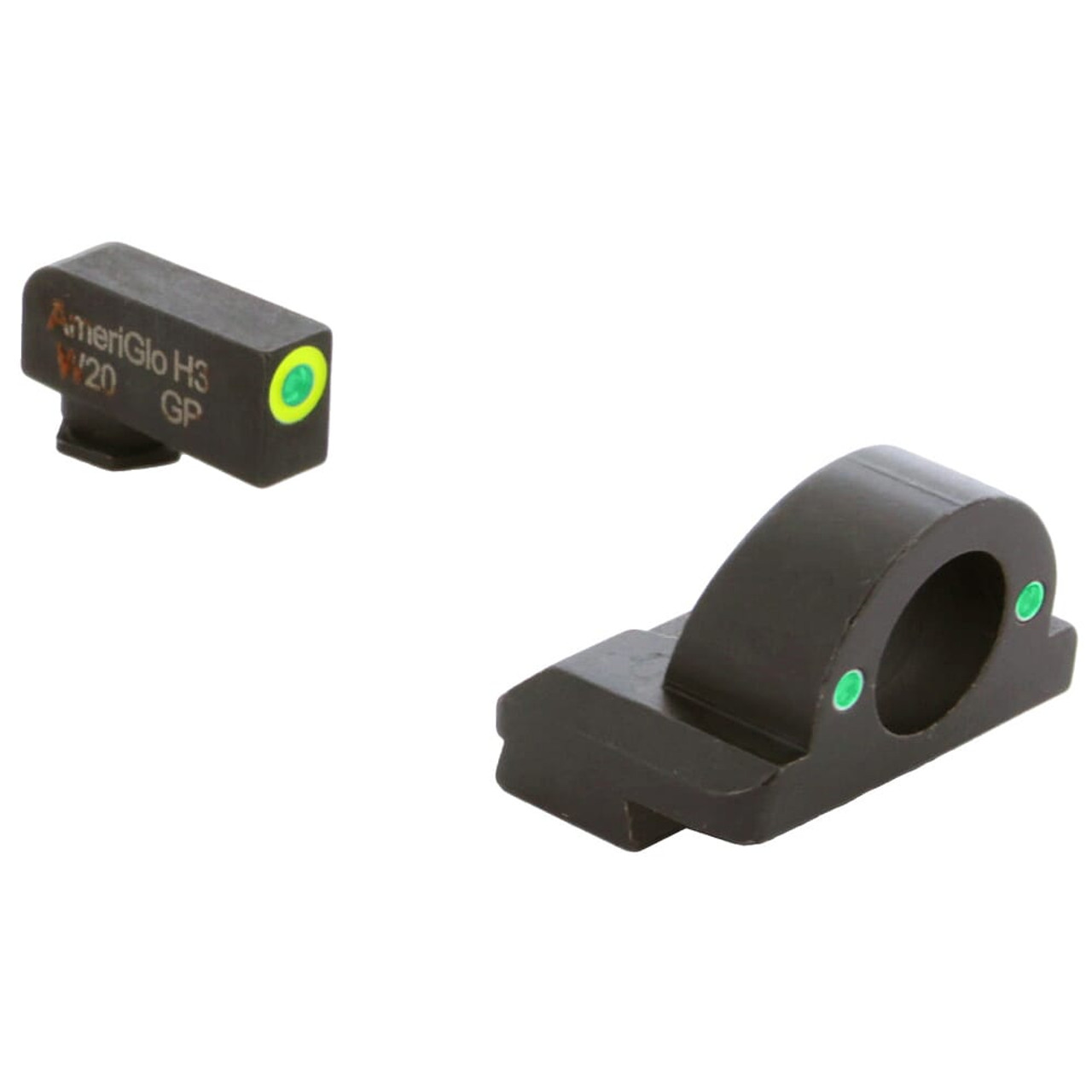 Ameriglo Ghost Ring Green Tritium w/LumiGreen Outline Front, Green Tritium Rear Night Sight for Glock Gen 1-4 17,19,22-24,26,27,33-35,37-39 GL-325