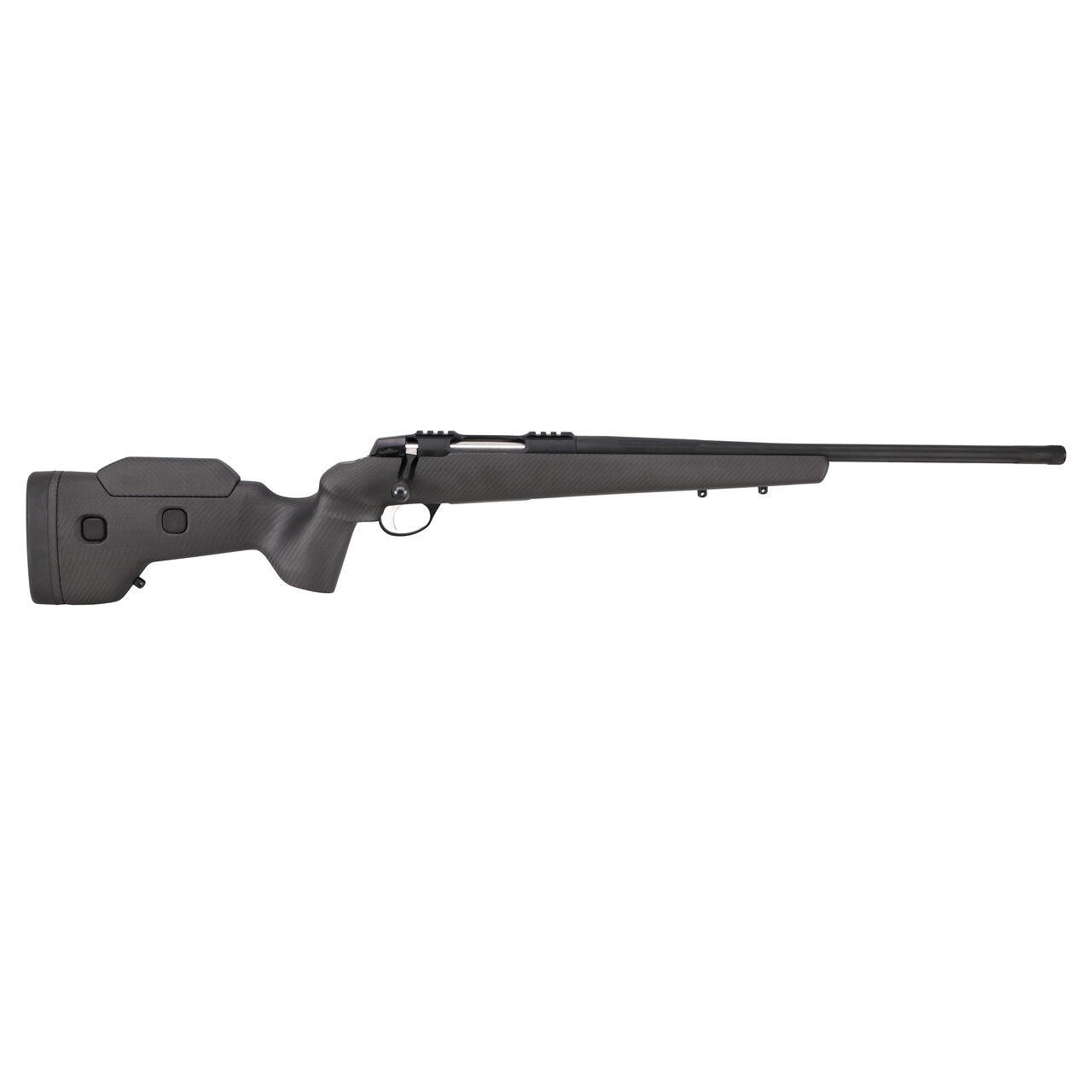 Sako 90 Quest Stainless Steel 22-250 REM No Sights 20 Fluted BBL 1:14 5/8x24 TPI RH SS Trig 5RD Carbon Fiber/Black J05195