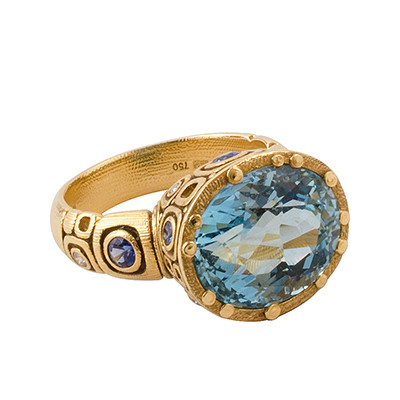 Alex Sepkus 18K Sapphire and Diamond "Little Windows" Ring R-108S