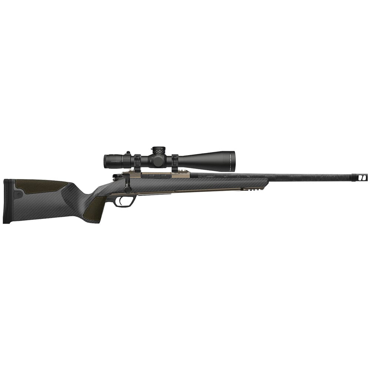 Gunwerks Nexus 6.5 PRC 20" SS Carbon-Wrapped Bbl Rifle w/Directional Brake, Leupold Mark V 5-25x56mm, Roller Case RS-NX-1E42E