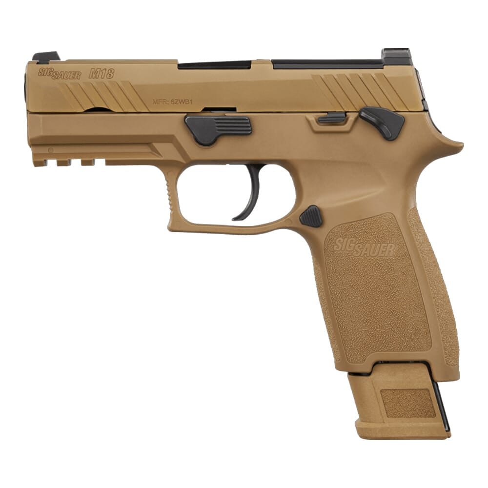 Sig Sauer M18 CSS 9mm Optic Ready Coyote Pistol w/ Modular Polymer Gri, (1) 17rd & (2) 21rd Mags M18-9-CSS-MS