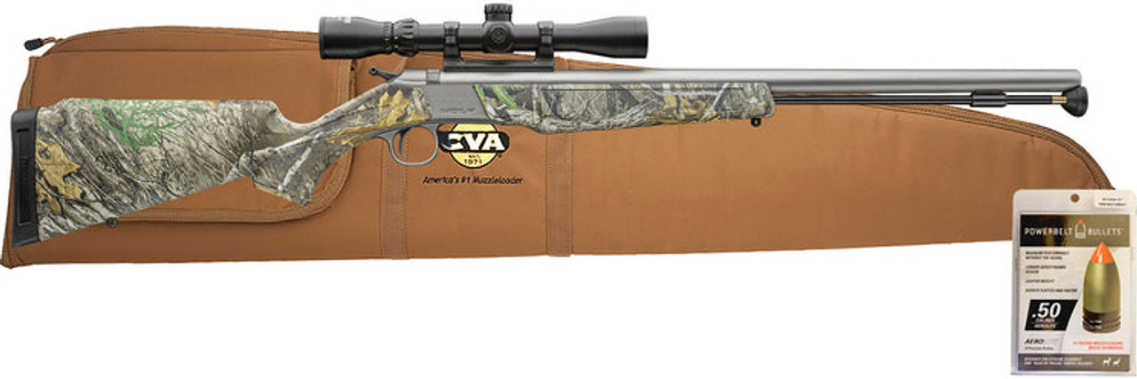 WOLF 300 AeroLite 24" Bbl Stainless Steel/Realtree Edge w/Durasight Mount, KonusShot 3-9x32, Soft Case, & Aerolite Powerbelt Bullets 50 CAL