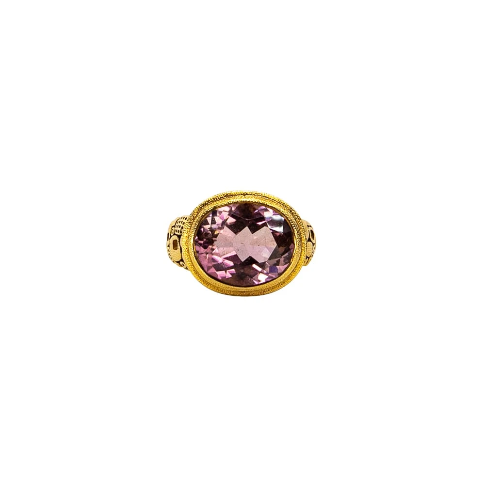 Alex Sepkus 18K, Color Center Stone and Diamond "Little Windows" Ring, Pink Tourmaline 6.69ct Center Stone and 20 Diamonds 0.40ct R-90