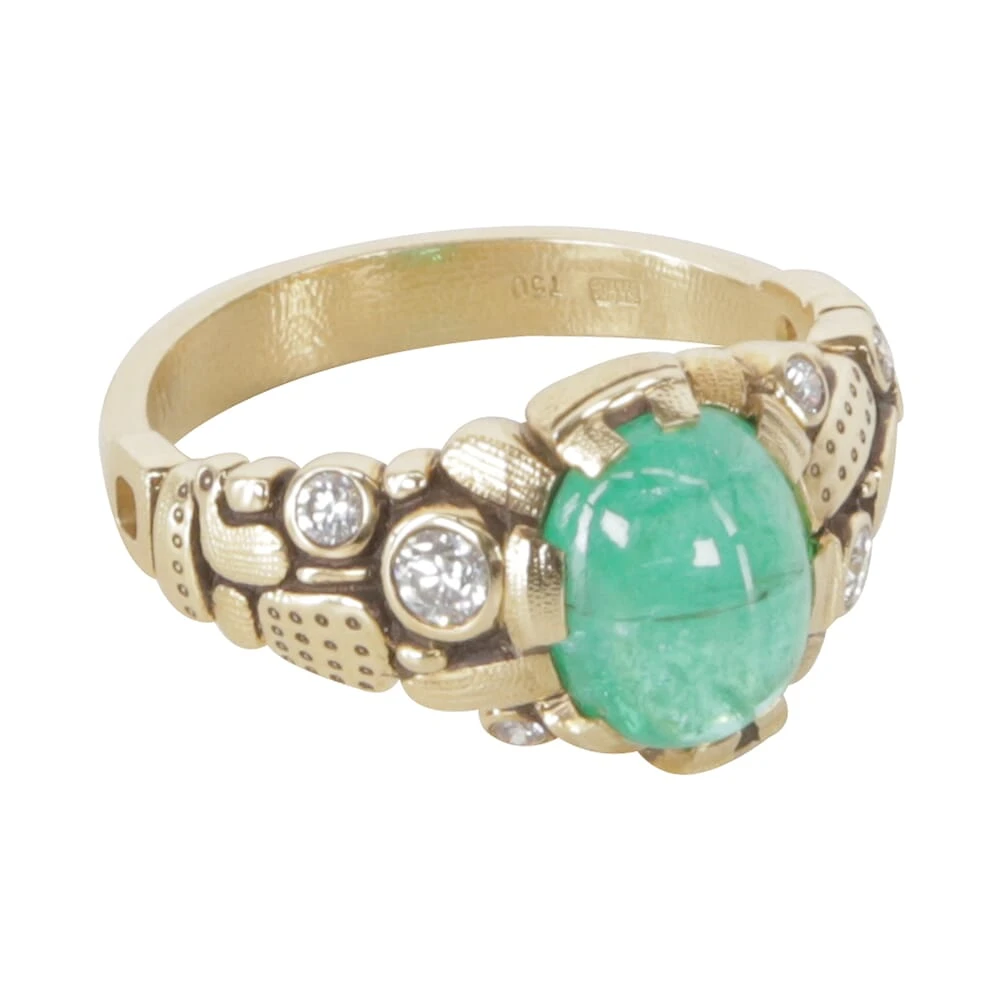 Alex Sepkus 18K Diamond and Color Center Stone "Six Prong" Ring with 1.96ct Paraiba Tourmaline 10x8mm Oval and 6 Diamonds (Approx. 0.20ct) R-91